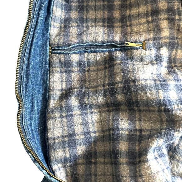 Vintage CARHARTT J139 DST Jacket Denim Hooded Jean Blanket ASAP Rocky 90s Large - Picture 10 of 16